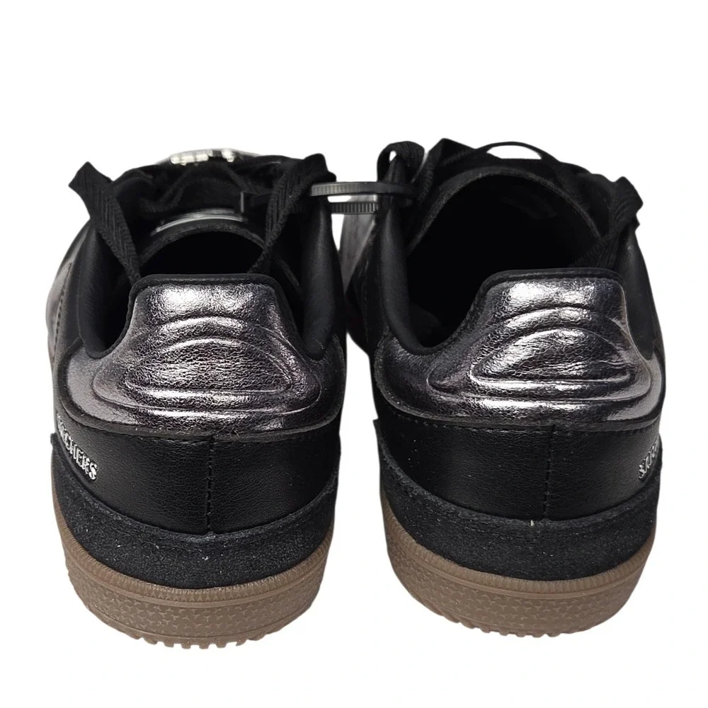 Skechers Hotshot Cool Glow Sneakers Women 7.5 Black Silver Memory Foam Shoes NEW